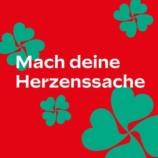 Mach deine Herzenssache Schriftzug auf rotem Hintergrund